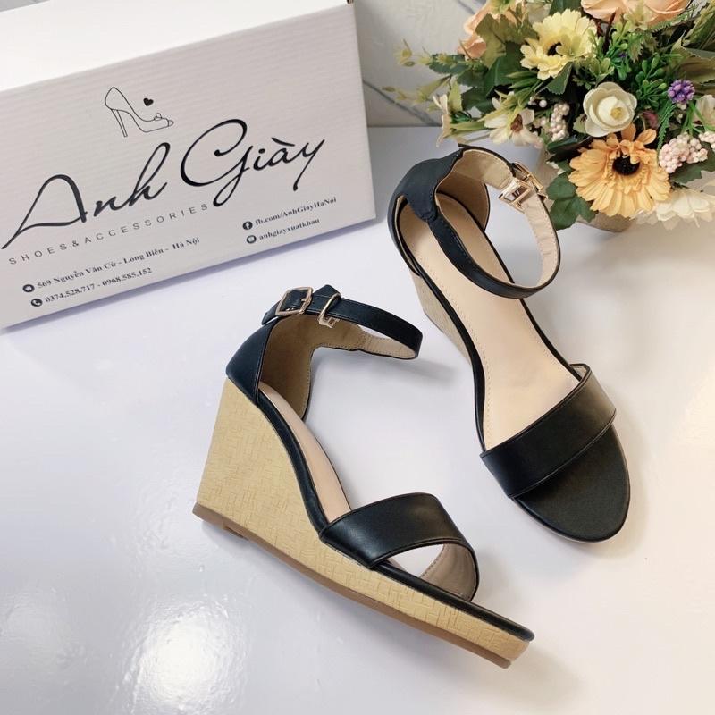 SD24 - Sandal đế xuồng quai ngang da lì bít gót 8p đế giả cói trẻ trung nữ tính hàng VNXK nhẹ êm (ảnh thật, kèm video)