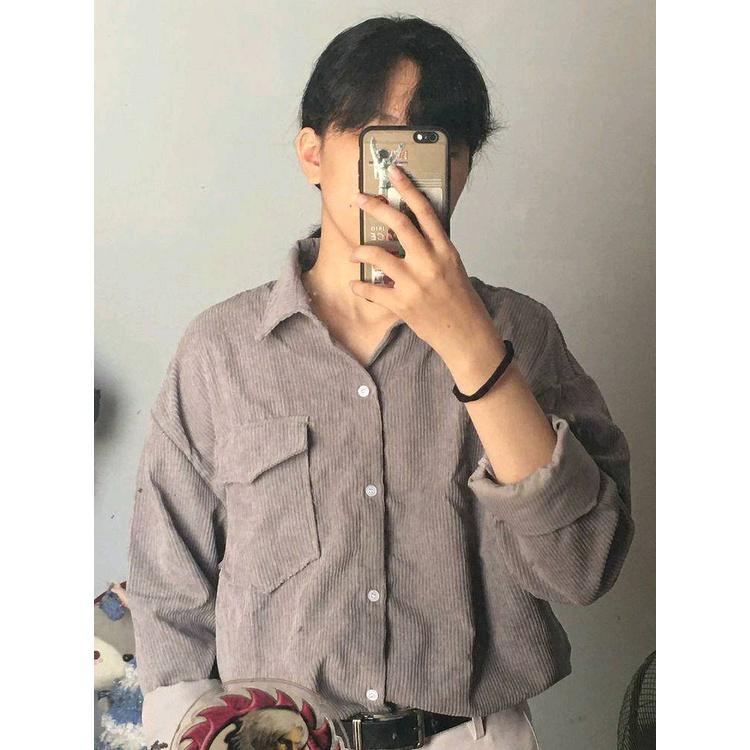 Áo Sơmi nhung Tăm vintage 4 Màu Zozo_Unisex
