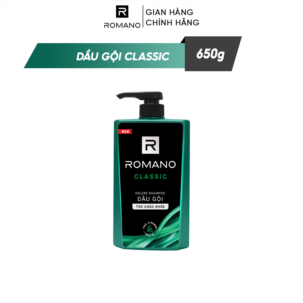 Dầu gội cao cấp Romano Classic cổ điển lịch lãm tóc chắc khỏe 650gr