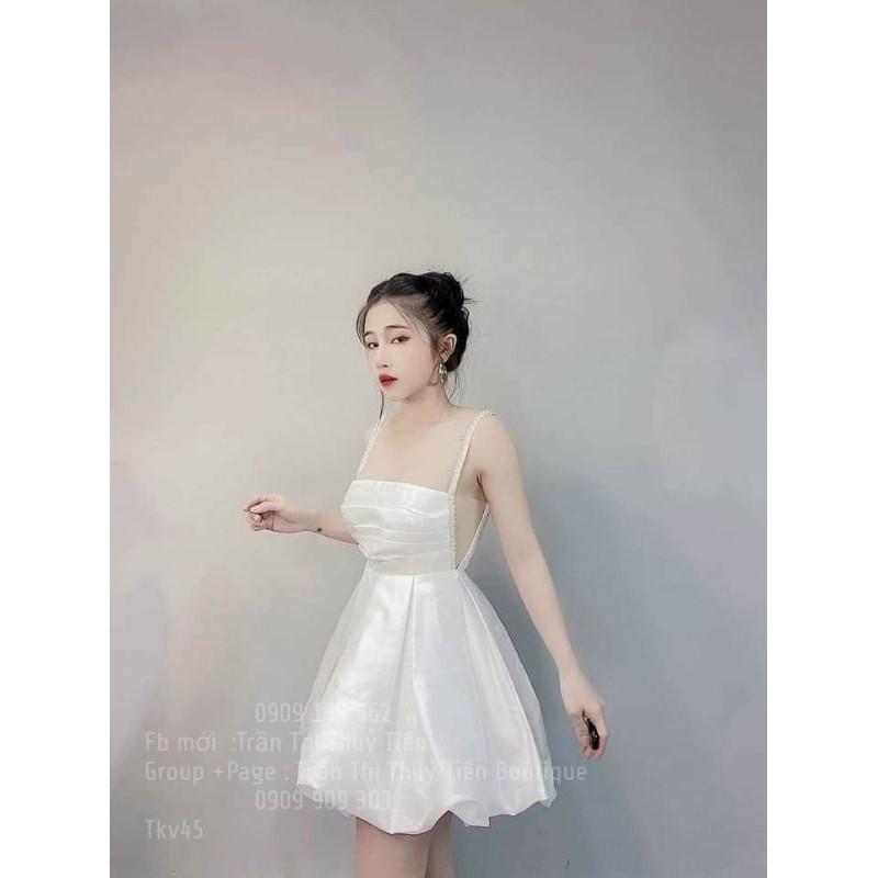 Đầm xòe 2 dây kết đá