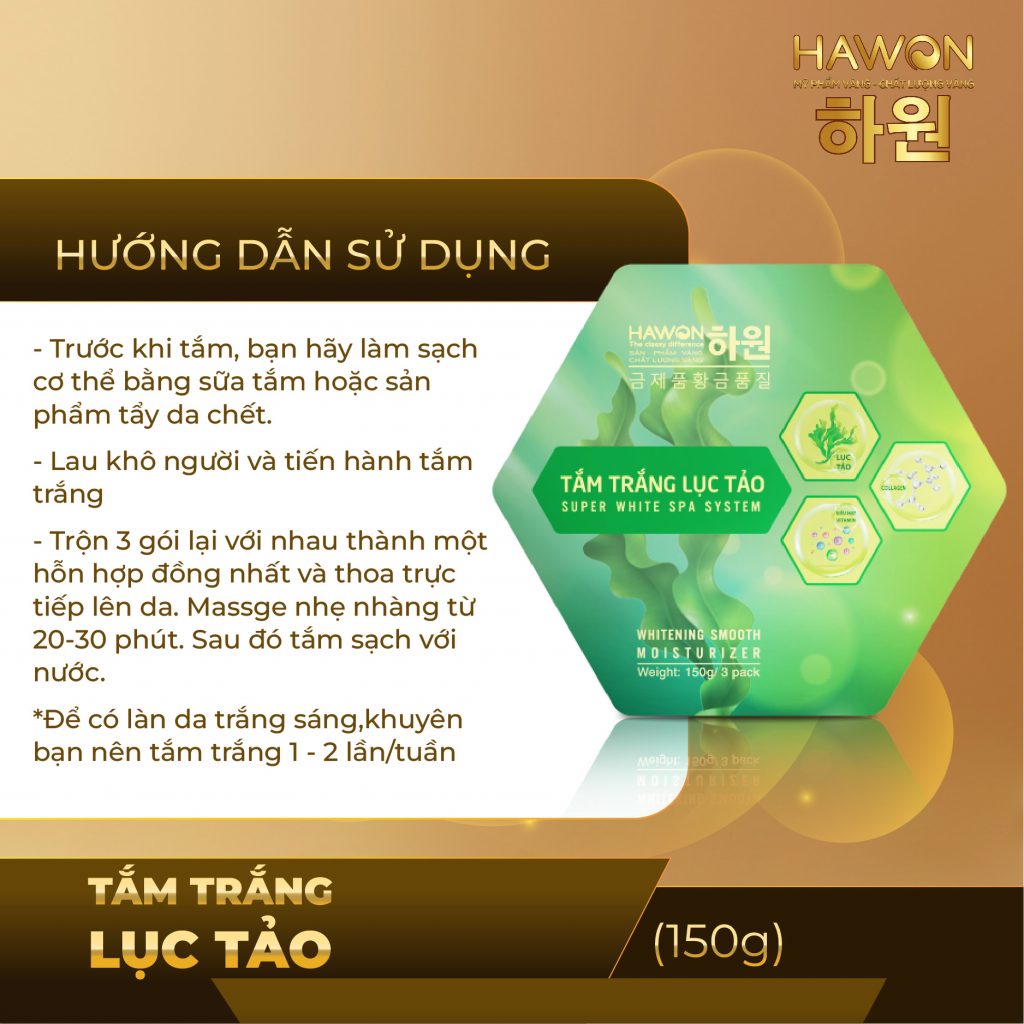 Tắm Trắng Lục Tảo Nâng Tông Trắng Da Tức Thì Super White HAWON - 150g