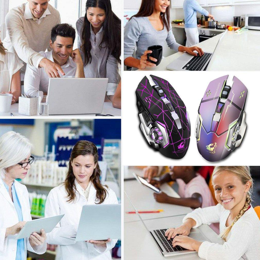X8 Chuột Chơi Game Không Dây Sạc Im Lặng LED Backlit Quang USB Ergonomic Chuột Chơi Game LOL Chuột Lướt Game Thủ Chuột Cho Máy Tính