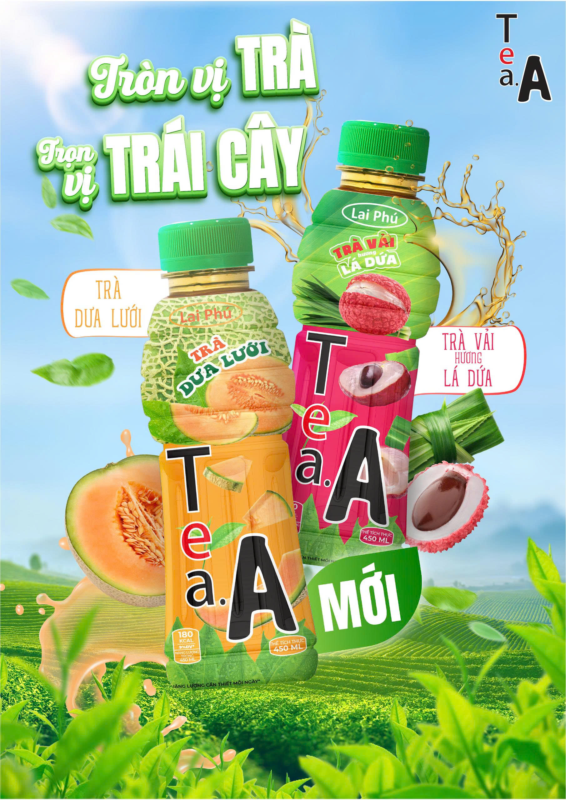 Trà Dưa Lưới Tea.A Chai 450ml - Lốc 6 Chai