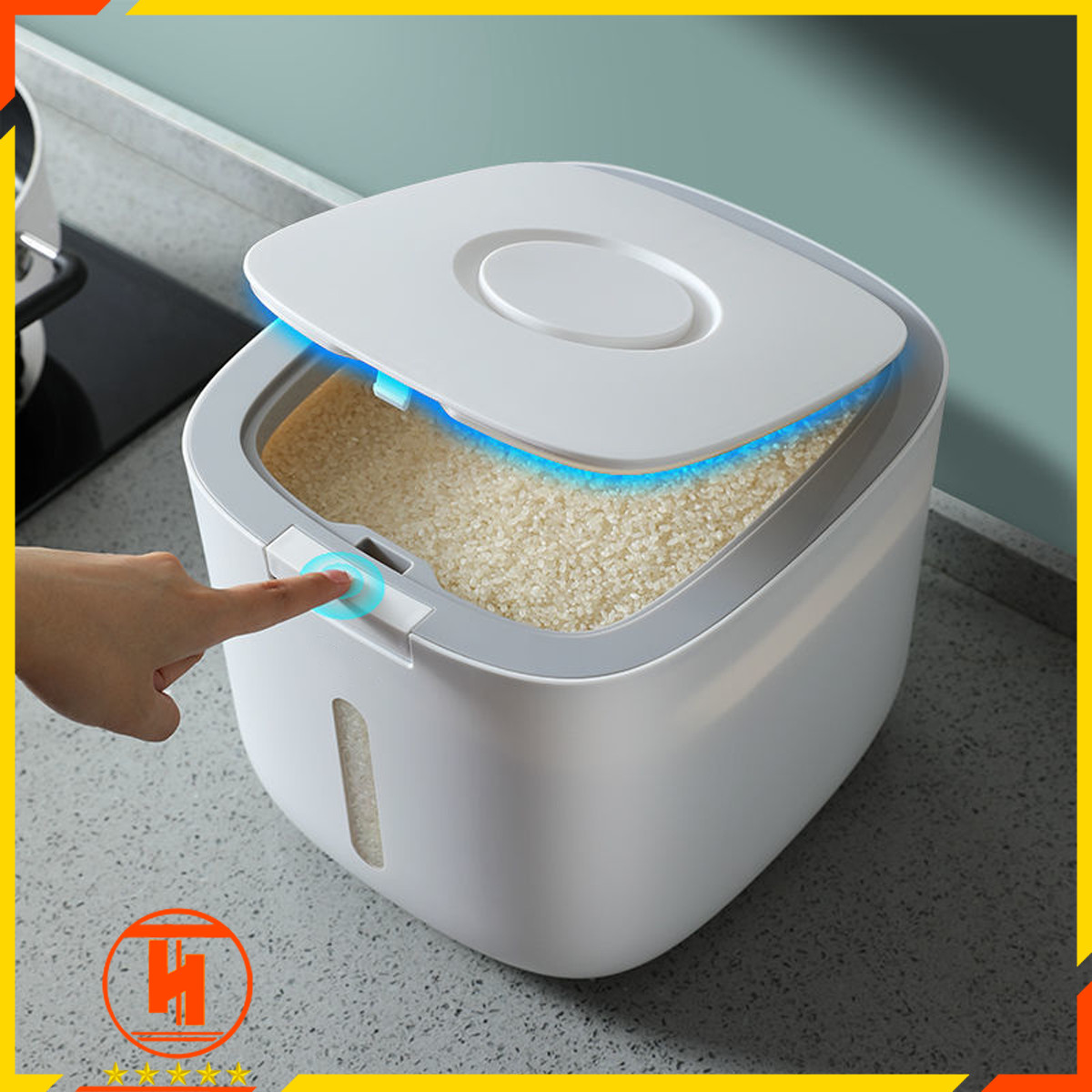 Thùng đựng gạo thông minh 10kg HT SYS - COCO - E2005, thiết kế dạng nhấn nút, chất liệu ABS cao cấp