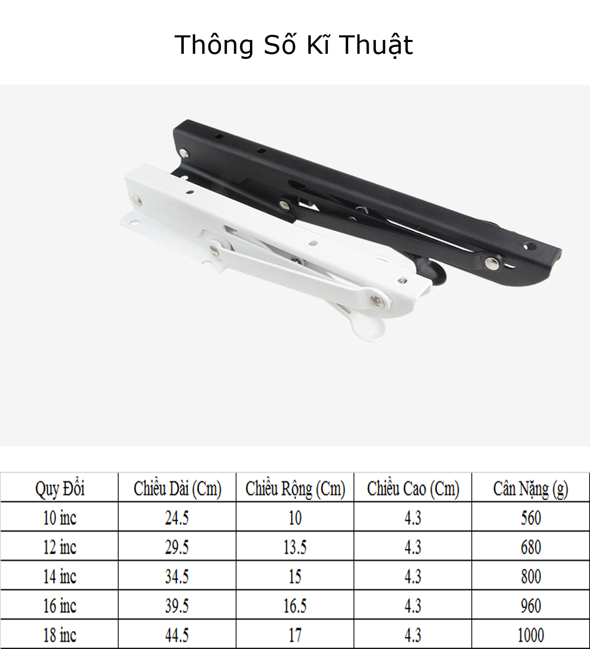 Bộ Giá Đỡ Ke Bàn Gấp Treo Tường KUNBE, Bản Lề Gập Thông Minh Tiết Kiệm Không Gian, Chịu Tải Tốt