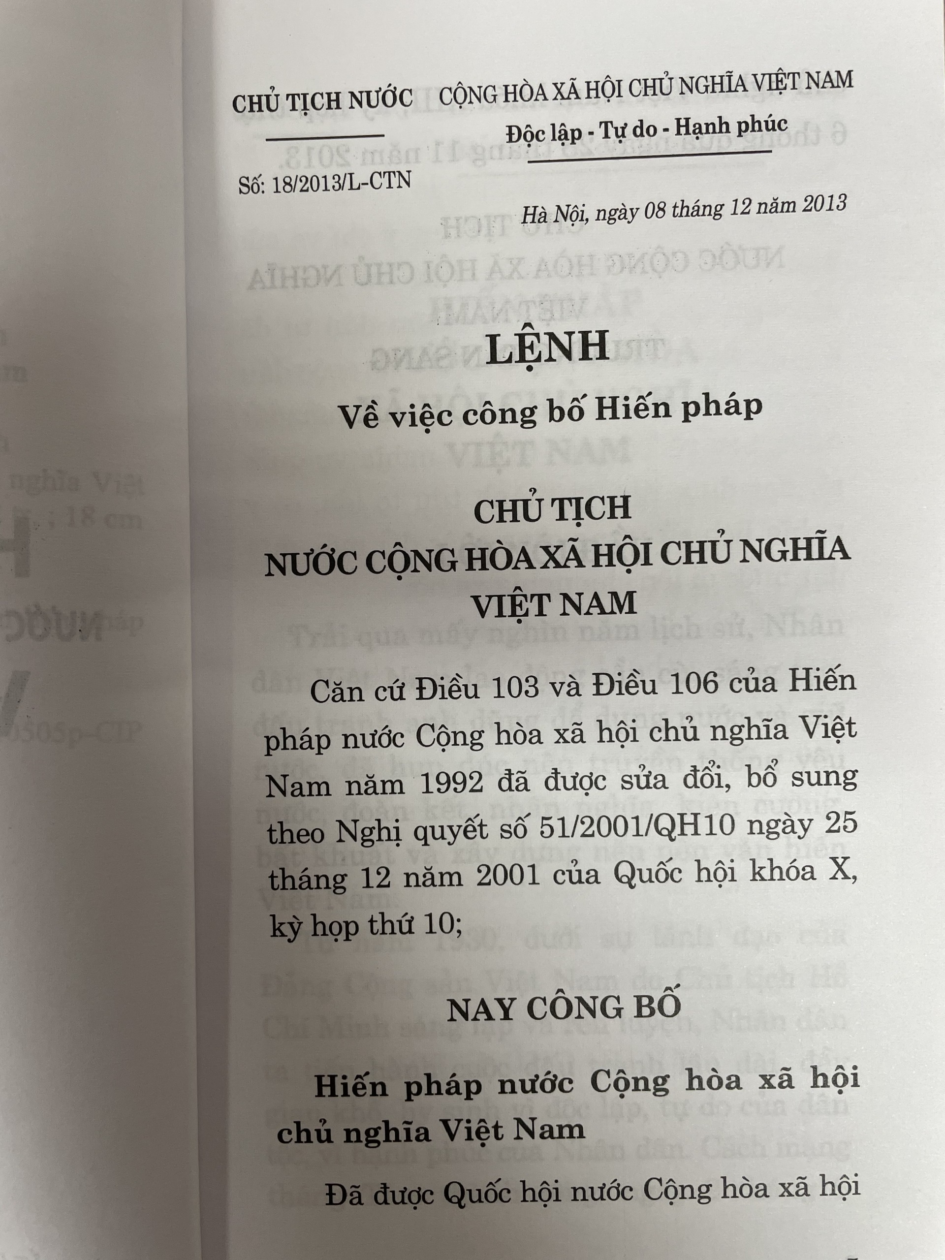 Hiến pháp Nước Cộng hoà xã hội chủ nghĩa Việt Nam