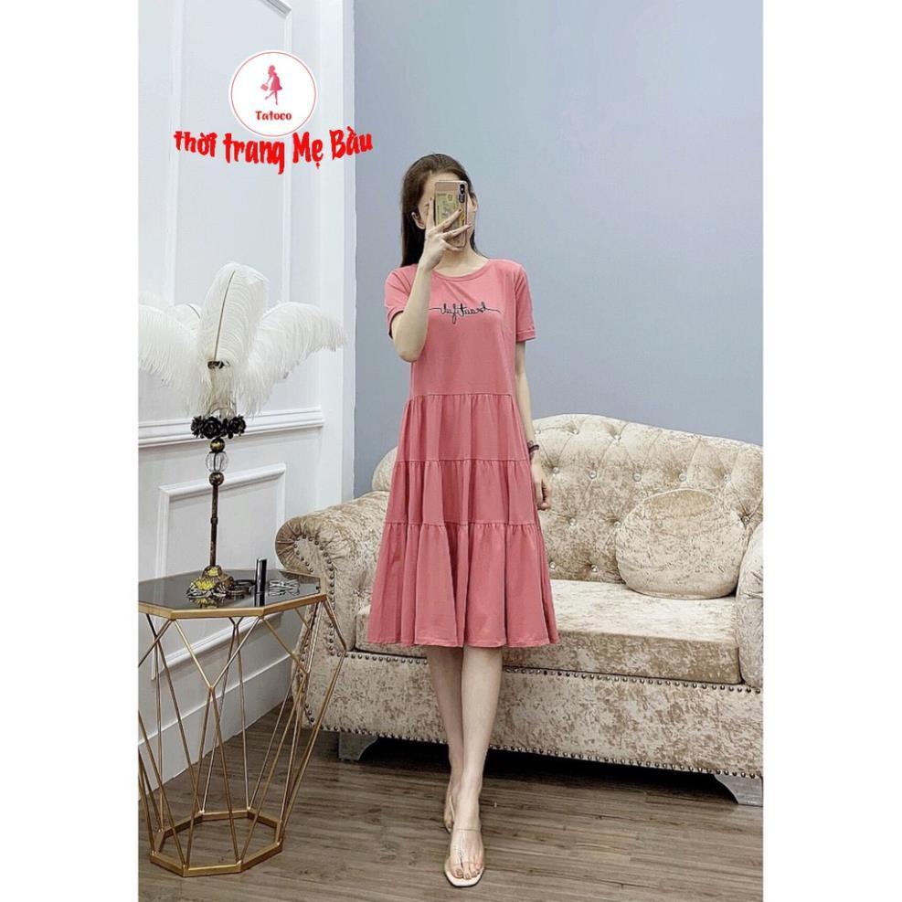 Váy bầu mùa hè nhún eo thêu Resini new 5 màu