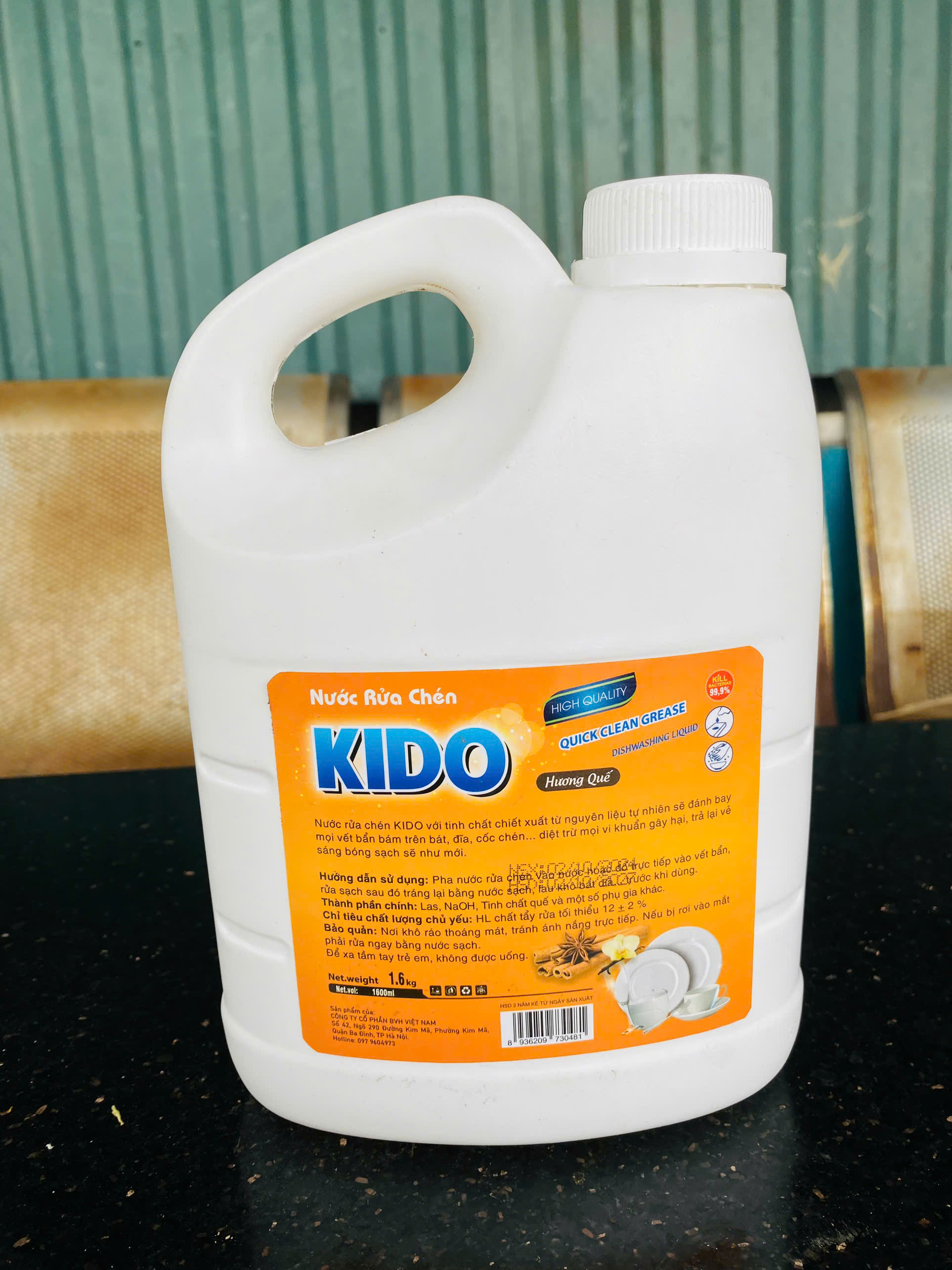 Nước Rửa Chén KIDO Hương Quế 1,6 Lít - Sạch Bóng Chén Đĩa, Thơm Mát Hương Quế Tự Nhiên