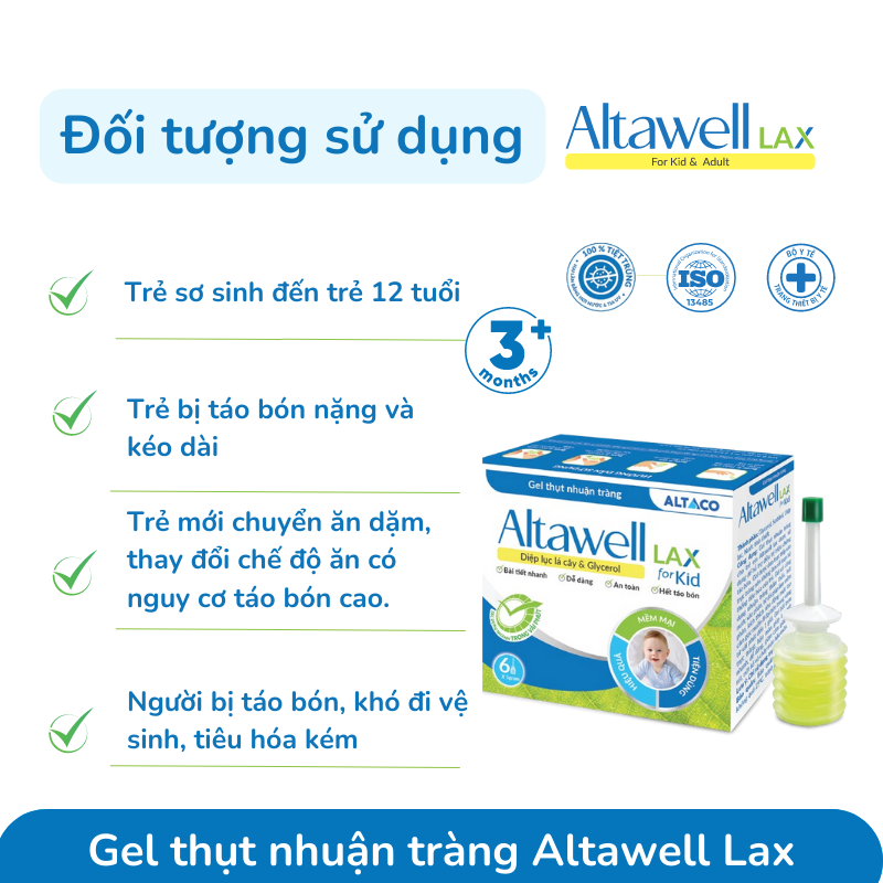 Gel thụt nhuận tràng Altawell cho người lớn và trẻ nhỏ, giảm táo bón