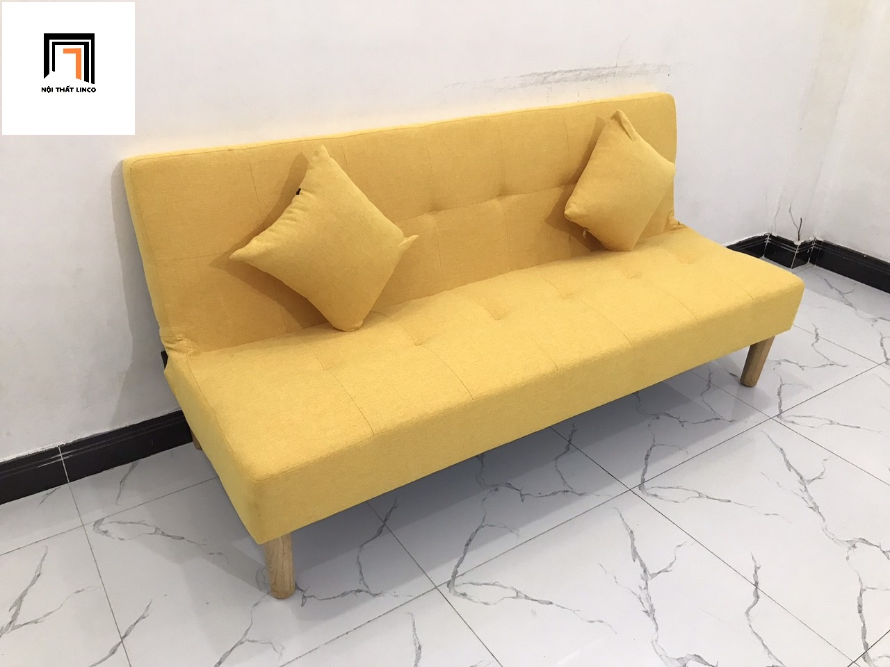 Ghế sofa giường nhỏ gọn màu vàng nhiều kích cỡ