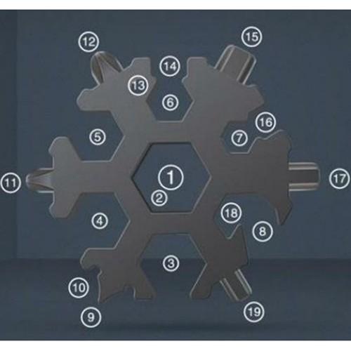 Móc khóa 18 đầu đa năng hình hoa tuyết