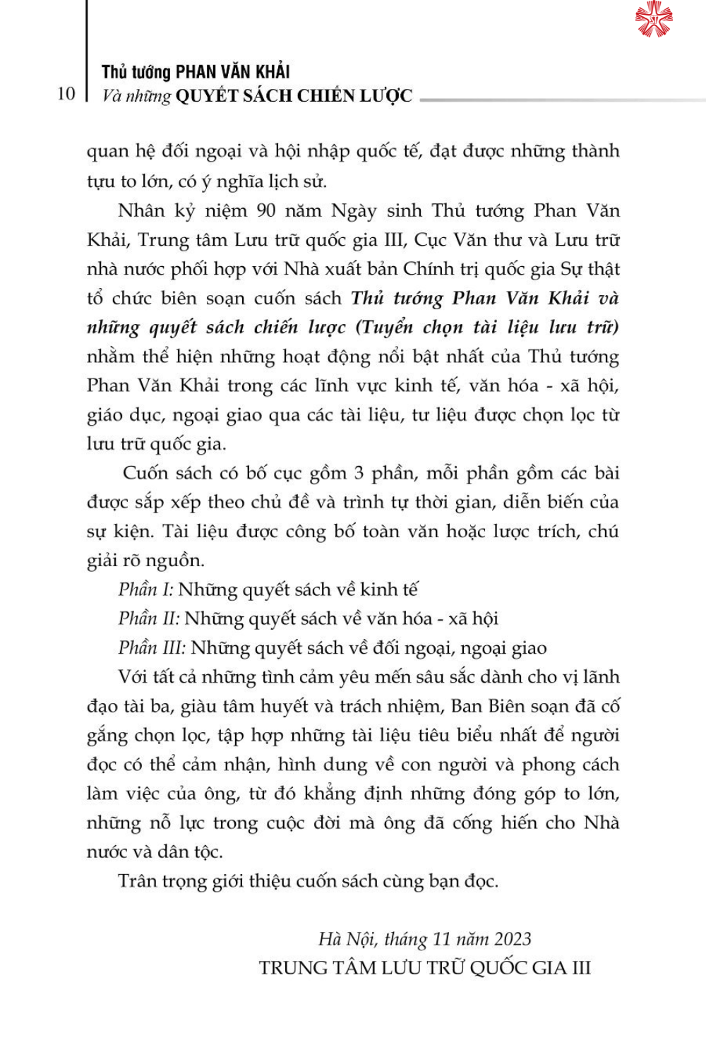 Thủ tướng Phan Văn Khải và những quyết sách chiến lược (Tuyển chọn tài liệu lưu trữ) xuất bản lần thứ hai - bản in 2024