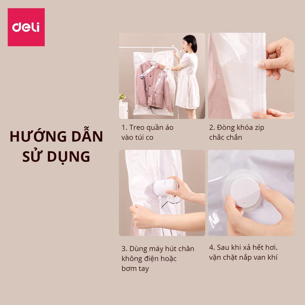 Túi Hút Chân Không Quần Áo Có Móc Treo Deli - Đựng Quần Áo Bảo Quản Quần Áo Dạ Áo Vét Chống Nấm Mốc Bụi Bẩn - Loại Dày Cao Cấp Bảo Quản Quần Áo Khỏi Ẩm, Nấm Mốc, Chống Nước Tuyệt Đối