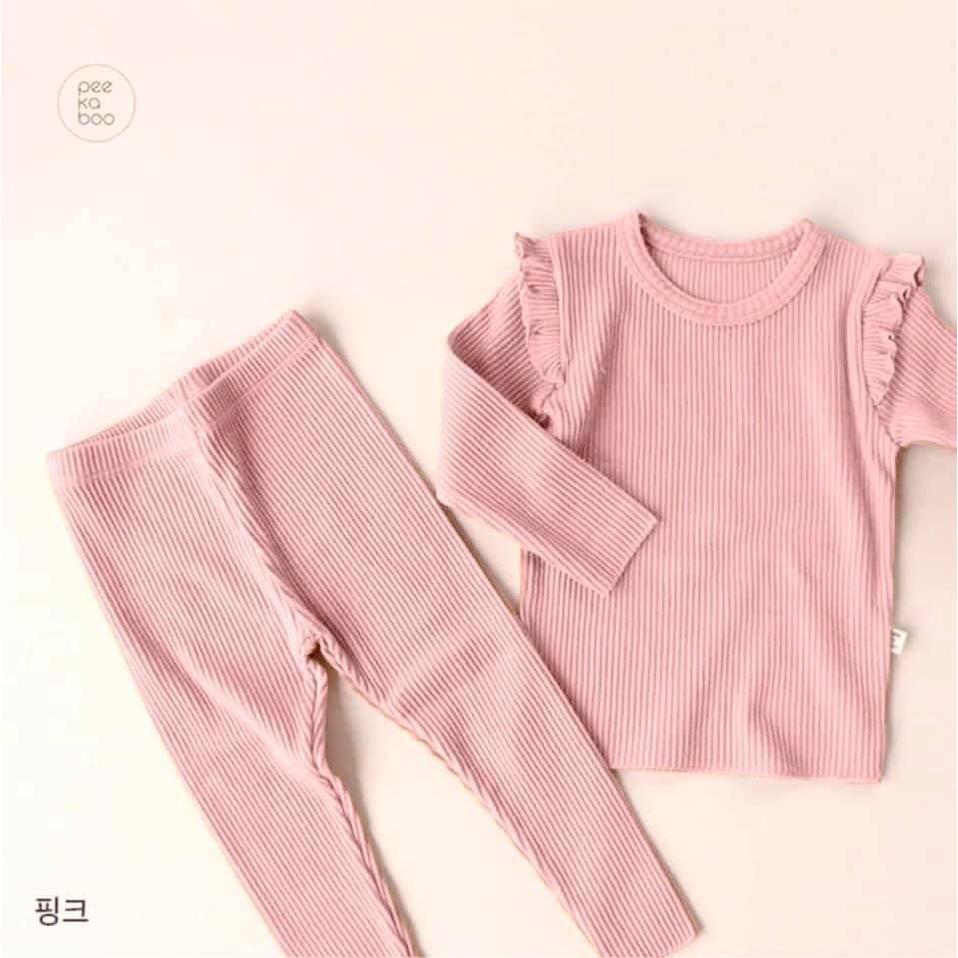 SET 2 BỘ BÉ GÁI DÀI TAY LEN TĂM TRƠN BÈO VAI