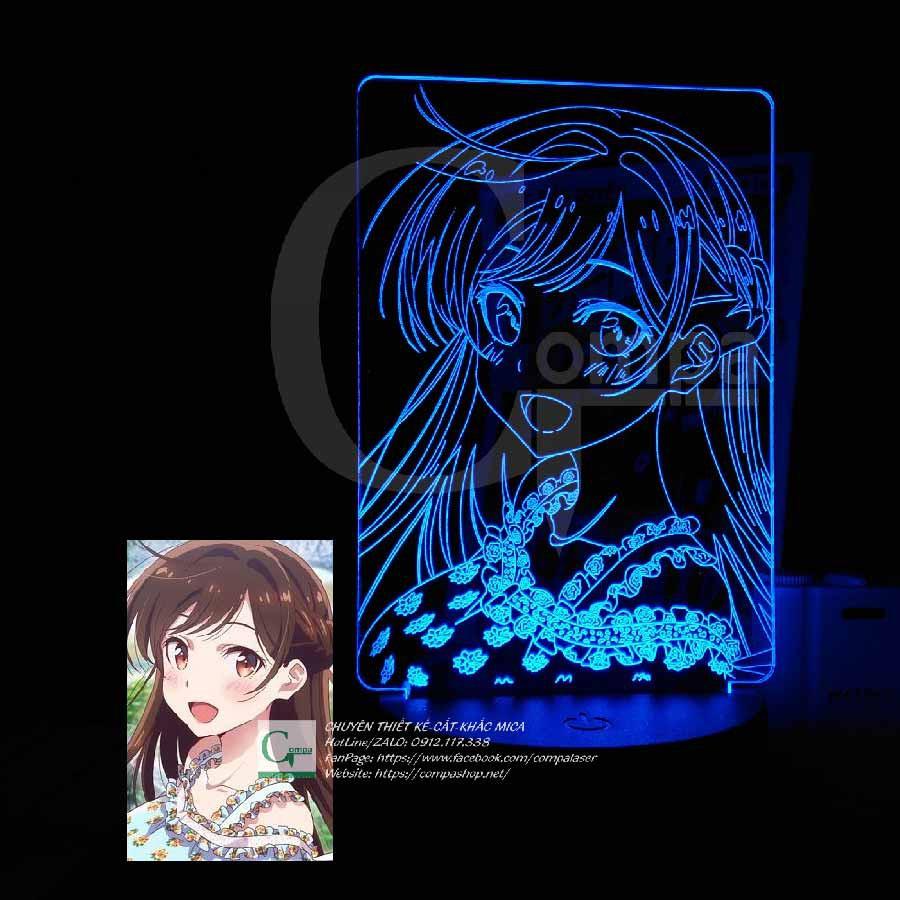 Đèn Ngủ Anime LED 3D Kanojo Okarishimasu Chizuru Ichinose Type 02 AKOS0102 16 màu tùy chỉnh Compashop