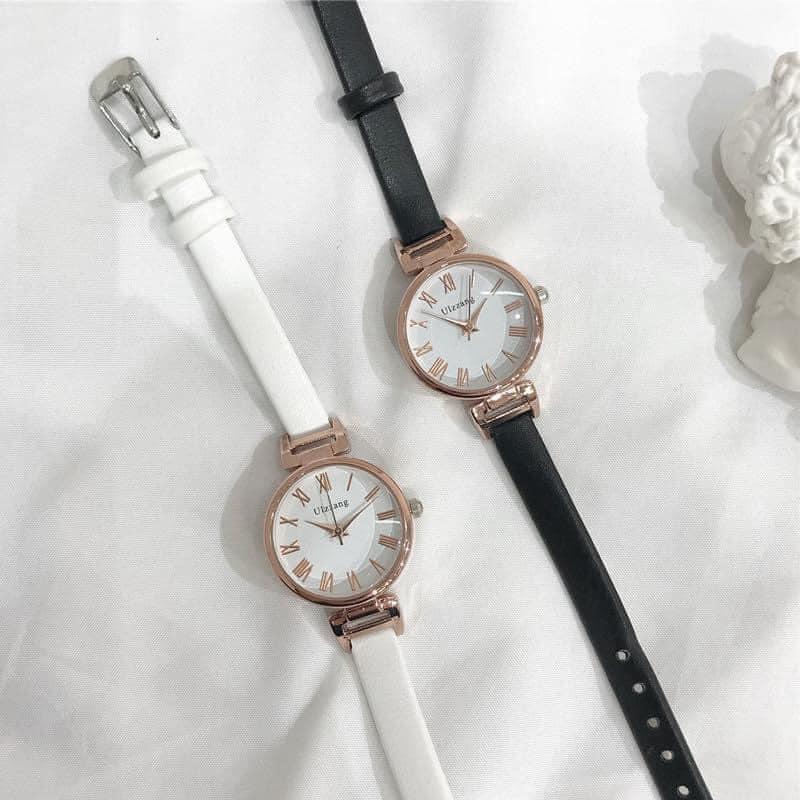Đồng Hồ Nữ Ulzzang Dây Da Cao Cấp Mặt Số La Mã Nữ Tính
