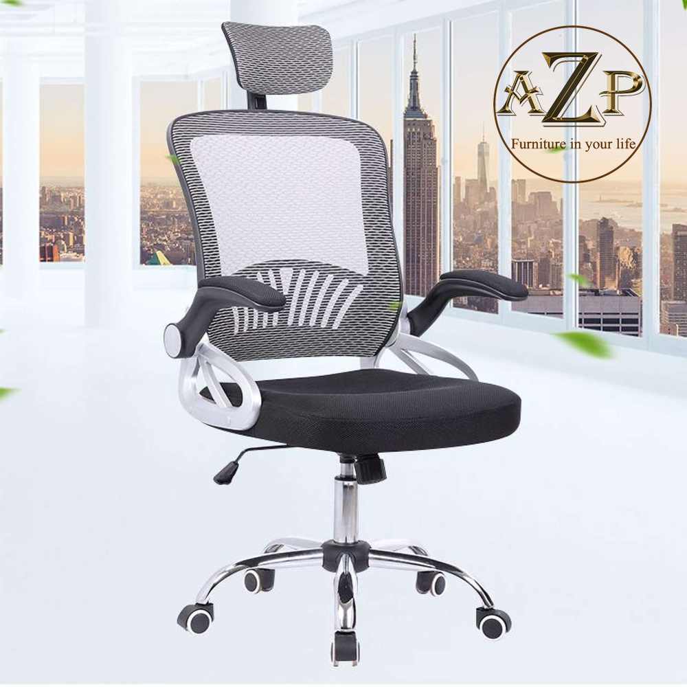 Ghế Giám Đốc, Ghế Văn Phòng  AZP FURNITURE Ergonomic AZP-9931 XÁM - Nhóm Lươi Thoáng Mát, Tay Cất Gọn thông minh