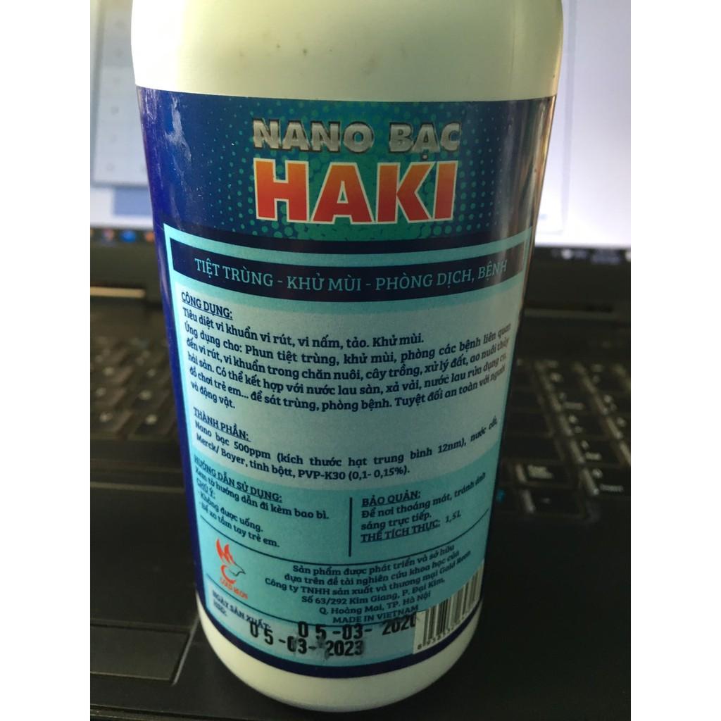 Chế phẩm Nano bạc HAKI 500ml dứng dụng thủy sản trồng trọt chăn nuôi
