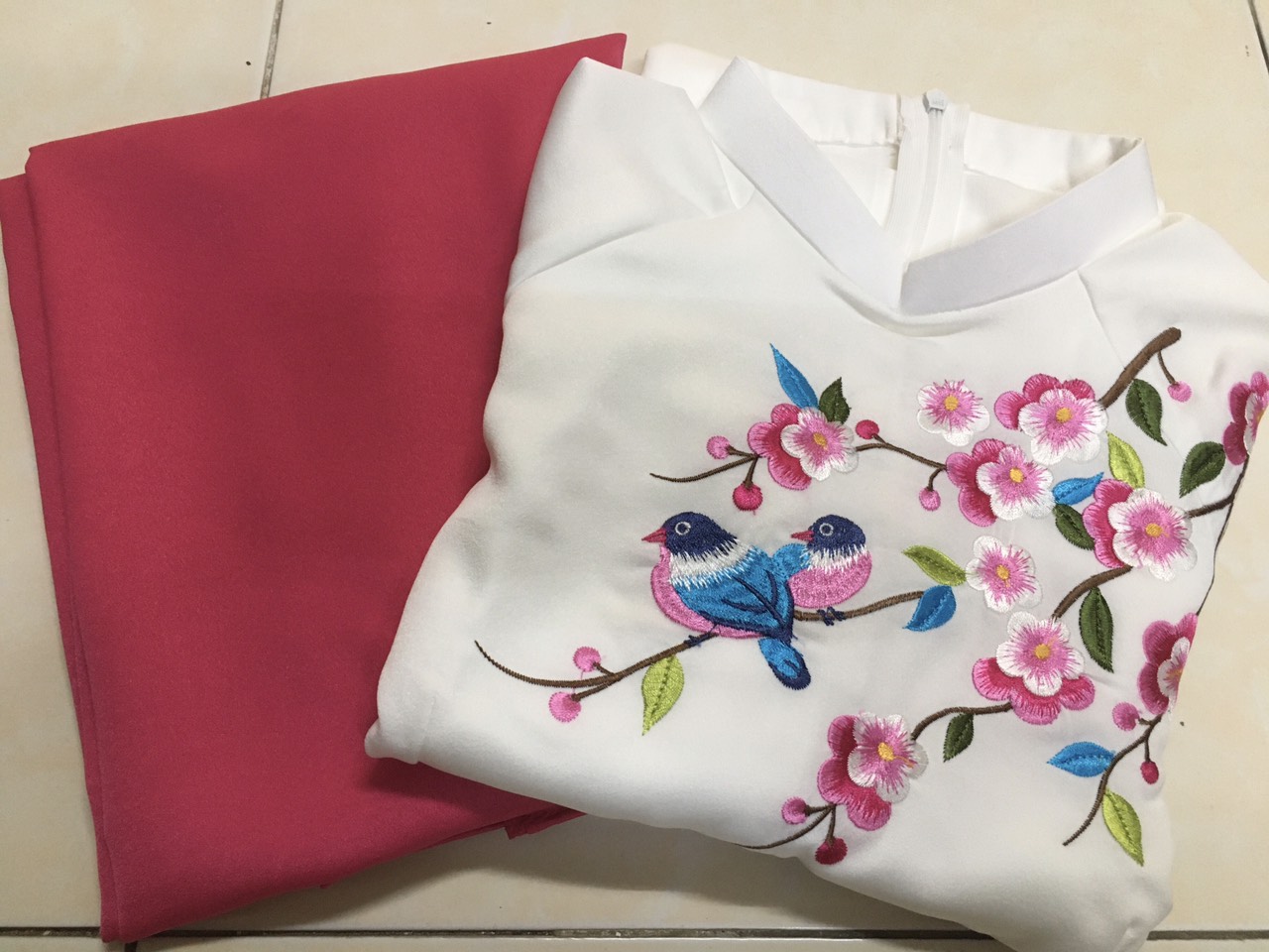Áo Dài Thêu Truyền Thống Lụa Tô Châu Cao Cấp - Áo Dài Mian