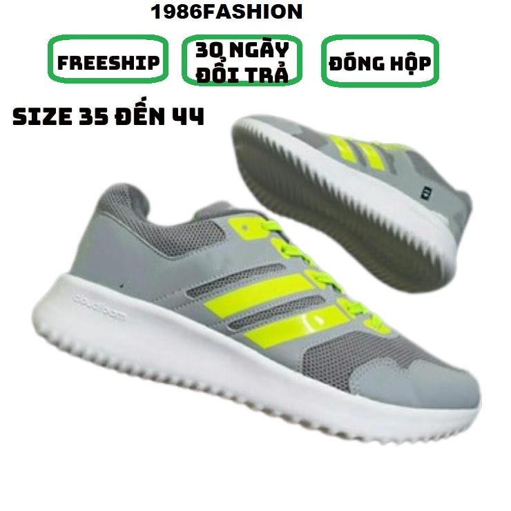 Giày thể thao sneaker nam nữ xám xanh chuối - xám sọc đen