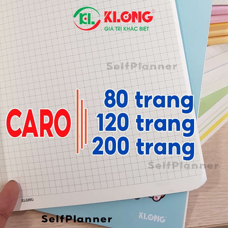 Vở caro Klong 200 trang, 120 trang, 80 trang A4, B5 kẻ ngang, dot grid (đủ loại