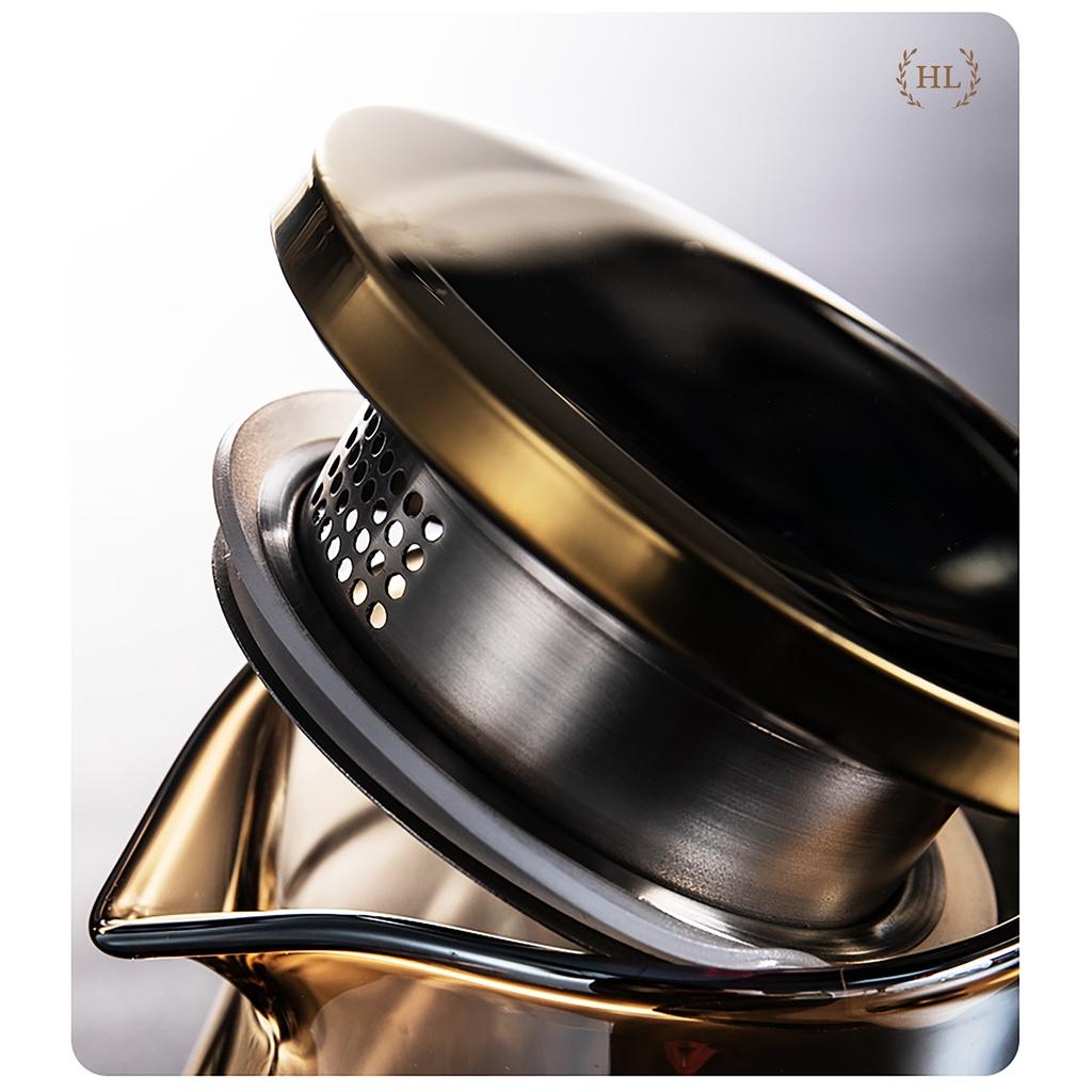Bình Ly thuỷ tinh vàng có quai dáng kim cương | BỘ BÌNH CỐC BOROSILICATE SIÊU NHẸ - CHỊU NHIỆT - CƯỜNG LỰC LỤC GIÁC QUAI