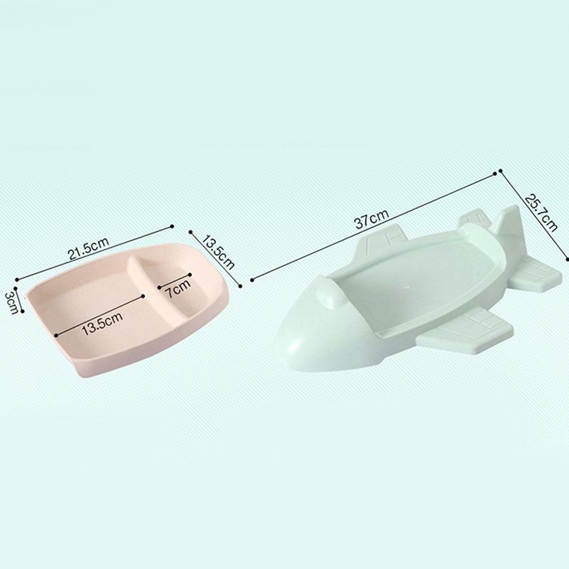 Hoạt Hình Máy Bay Hình Bộ Đồ Ăn Sợi Tre Đĩa Trẻ Sơ Sinh Bộ Đồ Ăn Toddle Trẻ Em Chia Ngăn Đĩa Trẻ Em Quà Tặng Trẻ Em Dao Kéo
