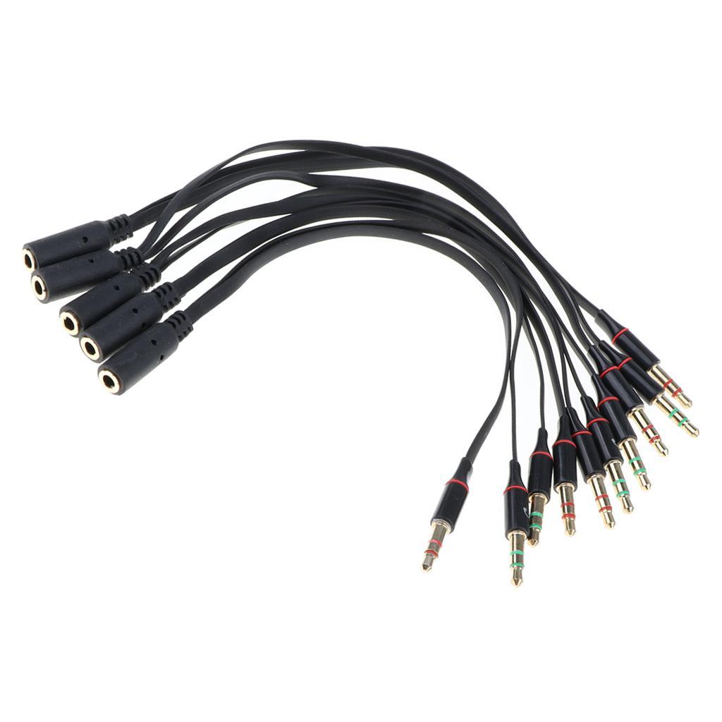 2- 5 Pieces Audio Headphone Mic Splitter Cable 3.5mm Female to 2 Dual Male