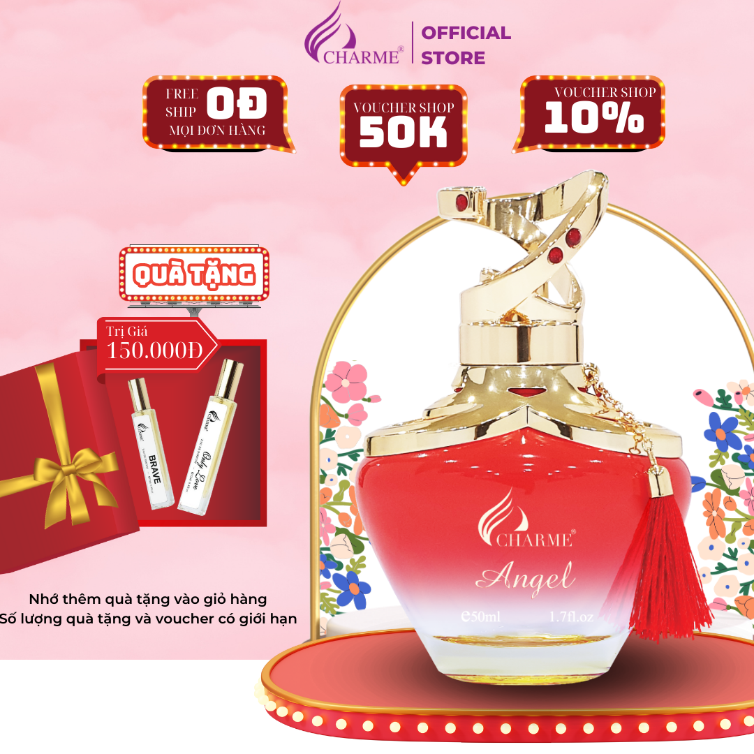 Nước hoa nữ thơm lâu, Charme Angel, hương phấn, quyến rũ, cho chàng thêm say mê, không thể chối từ, 50ml