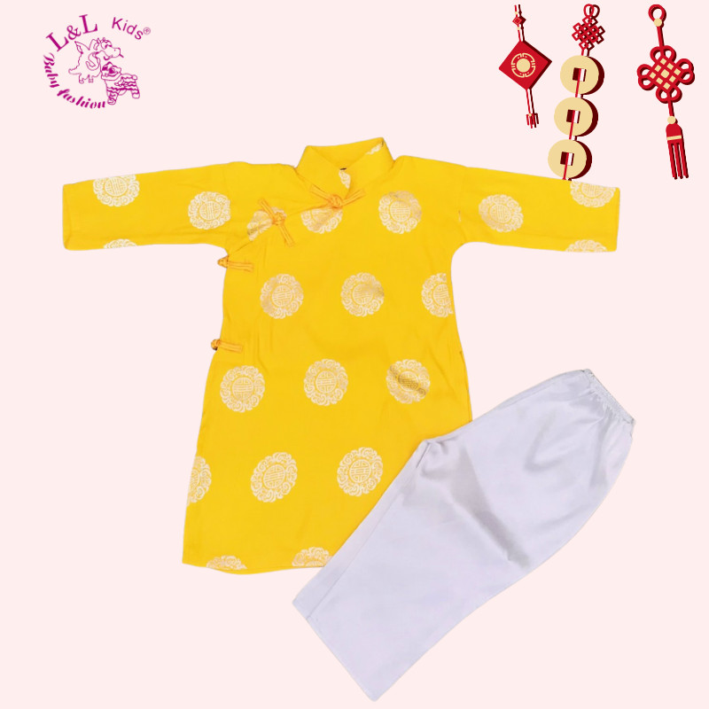 Bộ áo dài gấm thái tuấn dành cho bé 1-3 tuổi