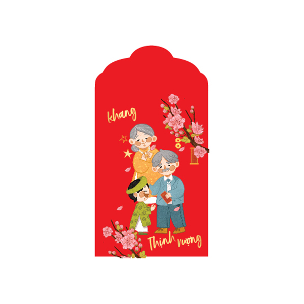 Combo 50 cái bao lì xì nhỏ + tặng 20 thẻ treo cành mai/đào -BLX01