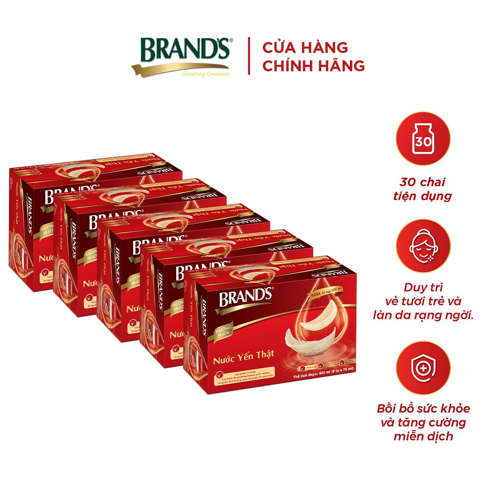 Combo 5 Nước yến thật BRAND'S Đường Phèn