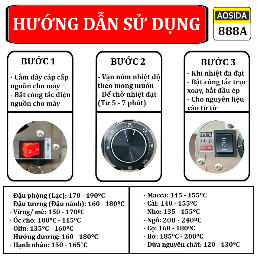 Máy ép dầu thực vật nóng và lạnh dùng trong gia đình thương hiệu cao cấp AOSIDA 888A - Hàng Chính Hãng