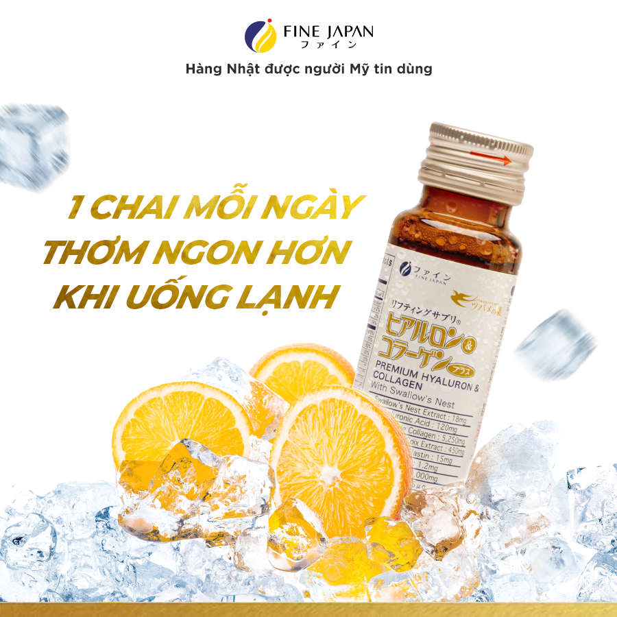 Nước Uống Collagen Tổ Yến Sào Nhật Bản Thượng Hạng Đẹp Da - Fine Japan Hyaluron Collagen Premium Swallow Nest Hộp 10 chai x 50ml