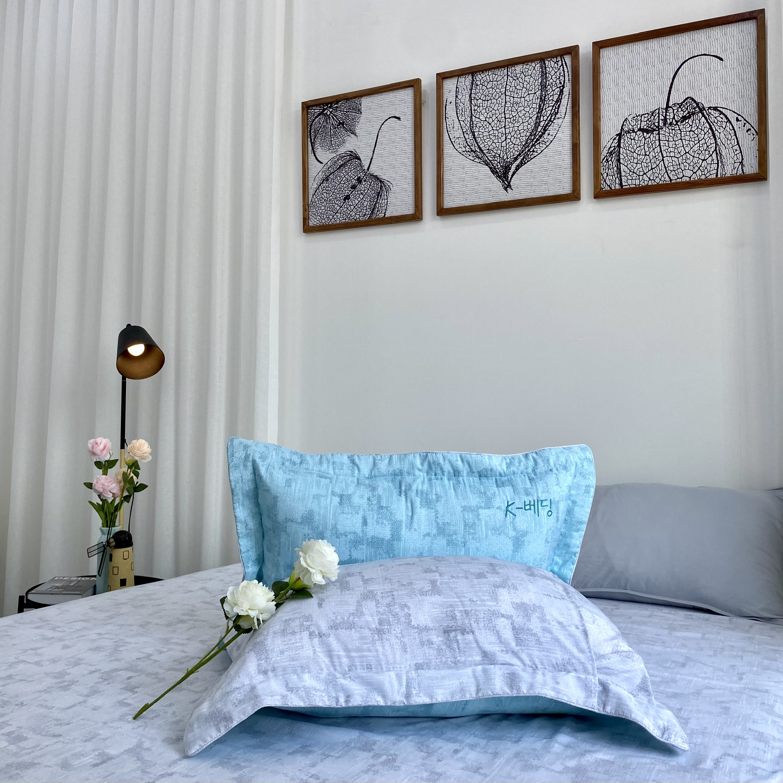 Bộ ga giường KBedding by Everon KMTP 114 Microtencel Xám phối xanh