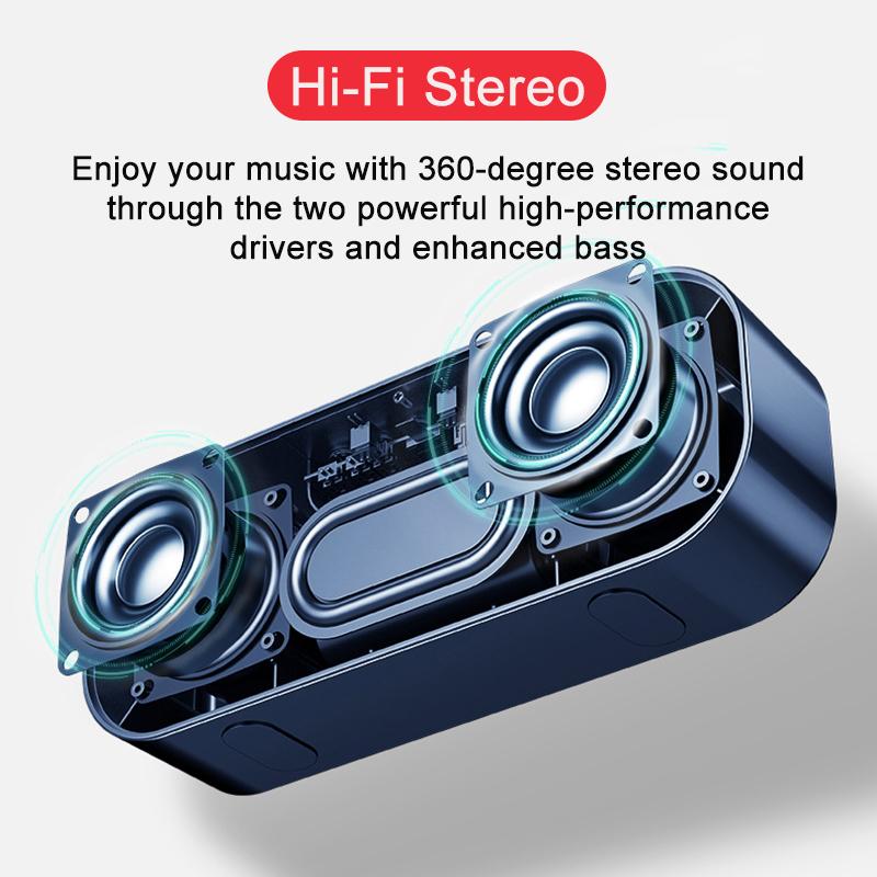 Di động Hifi Bluetooth Loa loa không dây Đồng hồ báo thức USB Hộp âm thanh không thấm nước ngoài trời Subwoor Subwofer 3D Stereo Sound Center Color: Rose Gold