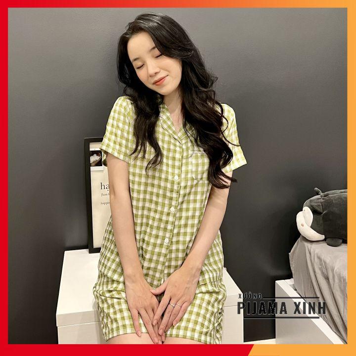 PIJAMA ĐŨI NỮ - Bộ Cộc Quần Đùi Chất Mềm Thoáng Mát Màu Trơn, Họa Tiết, Đồ Mặc Nhà