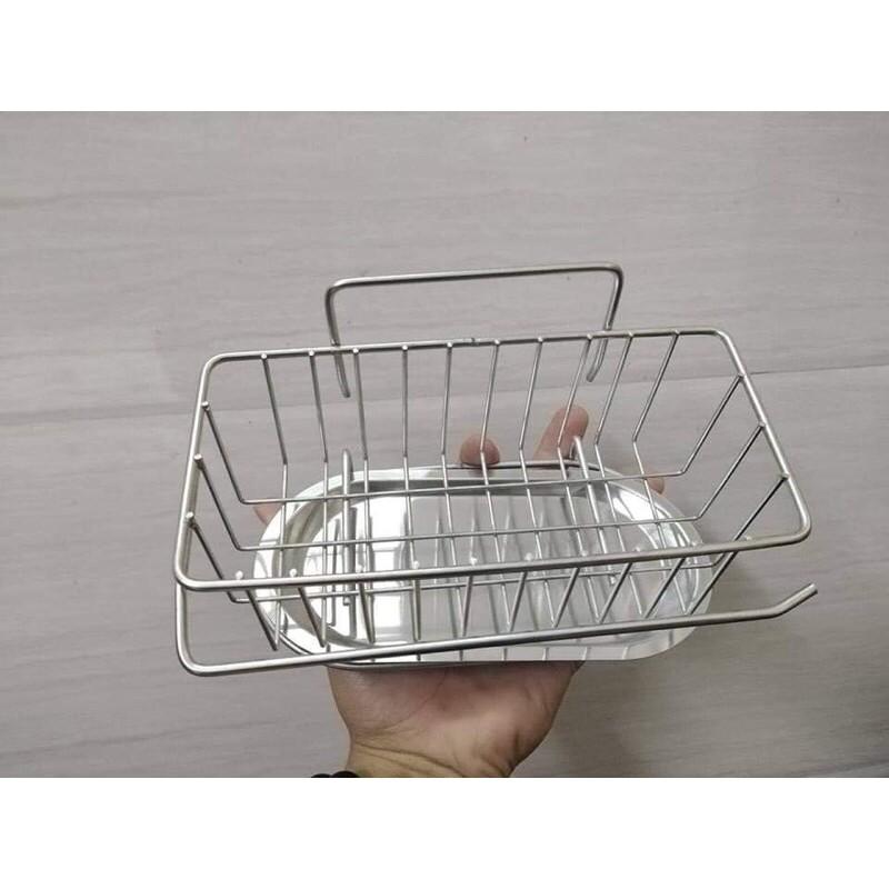 Kệ inox đựng giẻ rửa bát kèm khay hứng nước