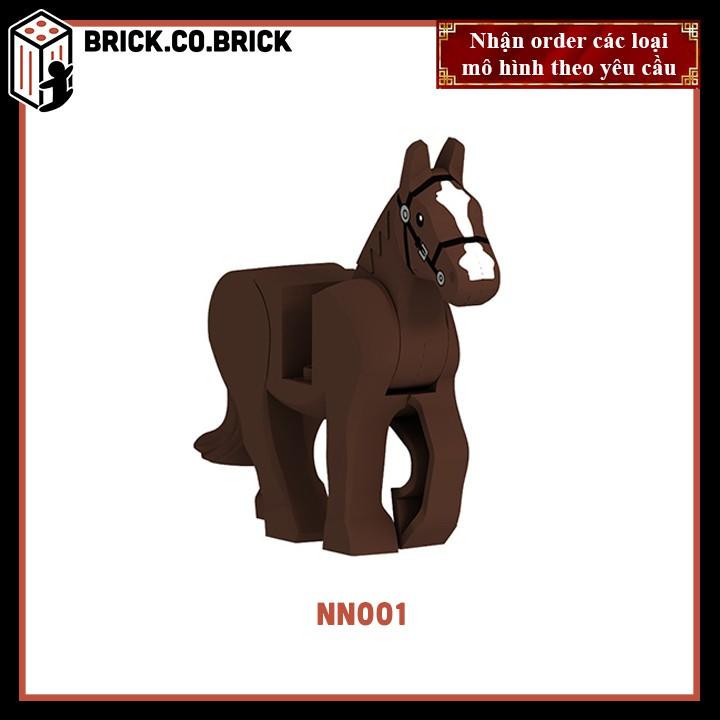 Đồ chơi Lắp ráp Xếp hình Ngựa trung cổ Động vật Màu trắng War Horse NN001 ND001 - NN001- nâu