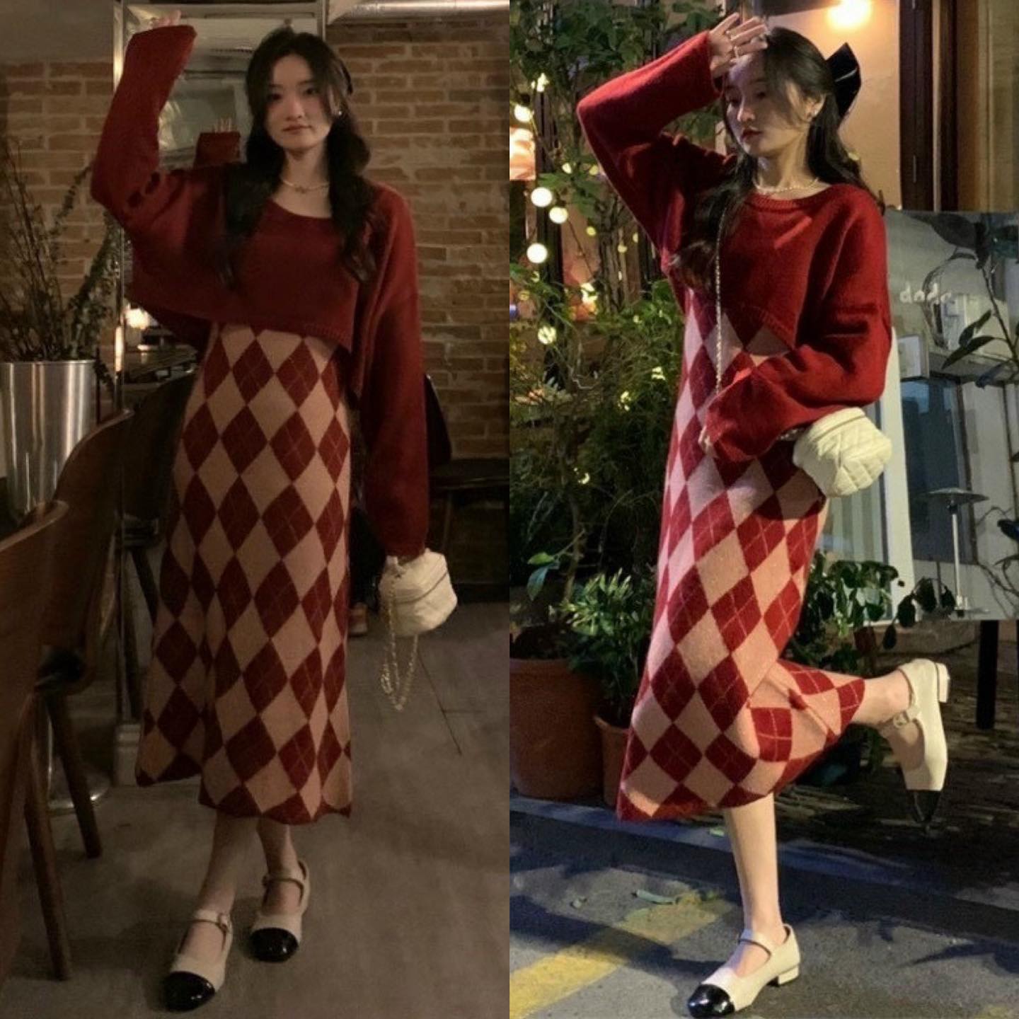SET ĐẦM SUÔNG DÀI TRƠN DÂY SÁT NÁCH + ÁO CROPTOP RỘNG TRƠN XANH LÁ TAY DÀI DẠO PHỐ DỰ TIỆC GIÁNG SINH NOEL