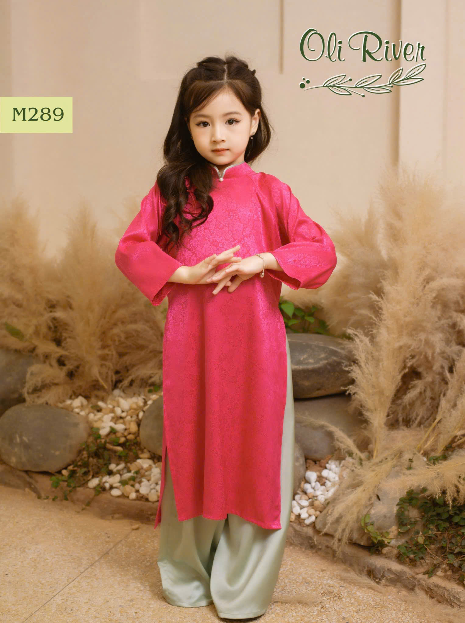 Áo dài cho bé gái mẫu suông gấm mùa xuân xinh xắn diện lễ tết năm mới từ 12-42kg hàng thiết kế cao cấp