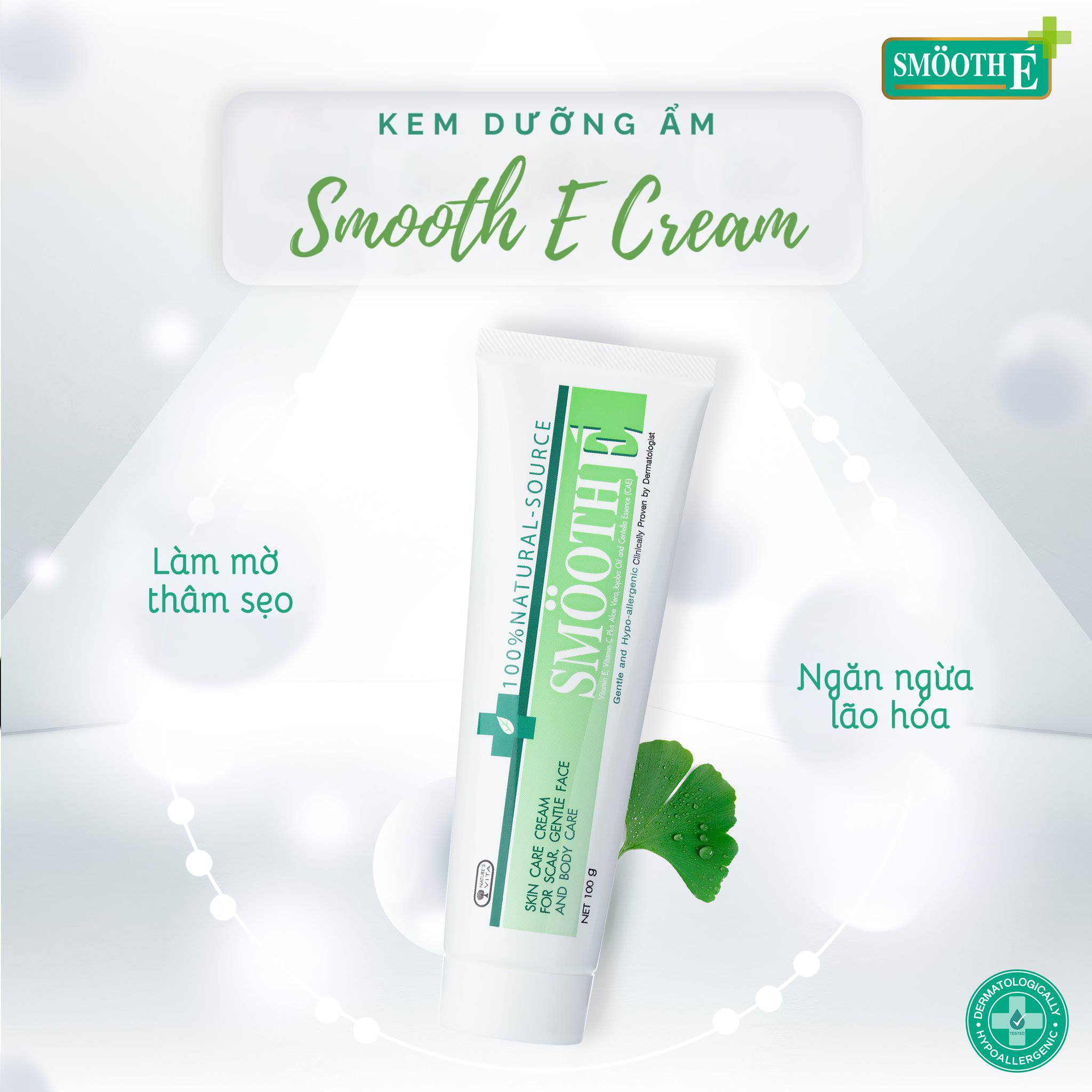 Combo bộ 3 Smooth-E Sữa rửa mặt kem dưỡng và kem chống nắng mùa hè cho da mụn