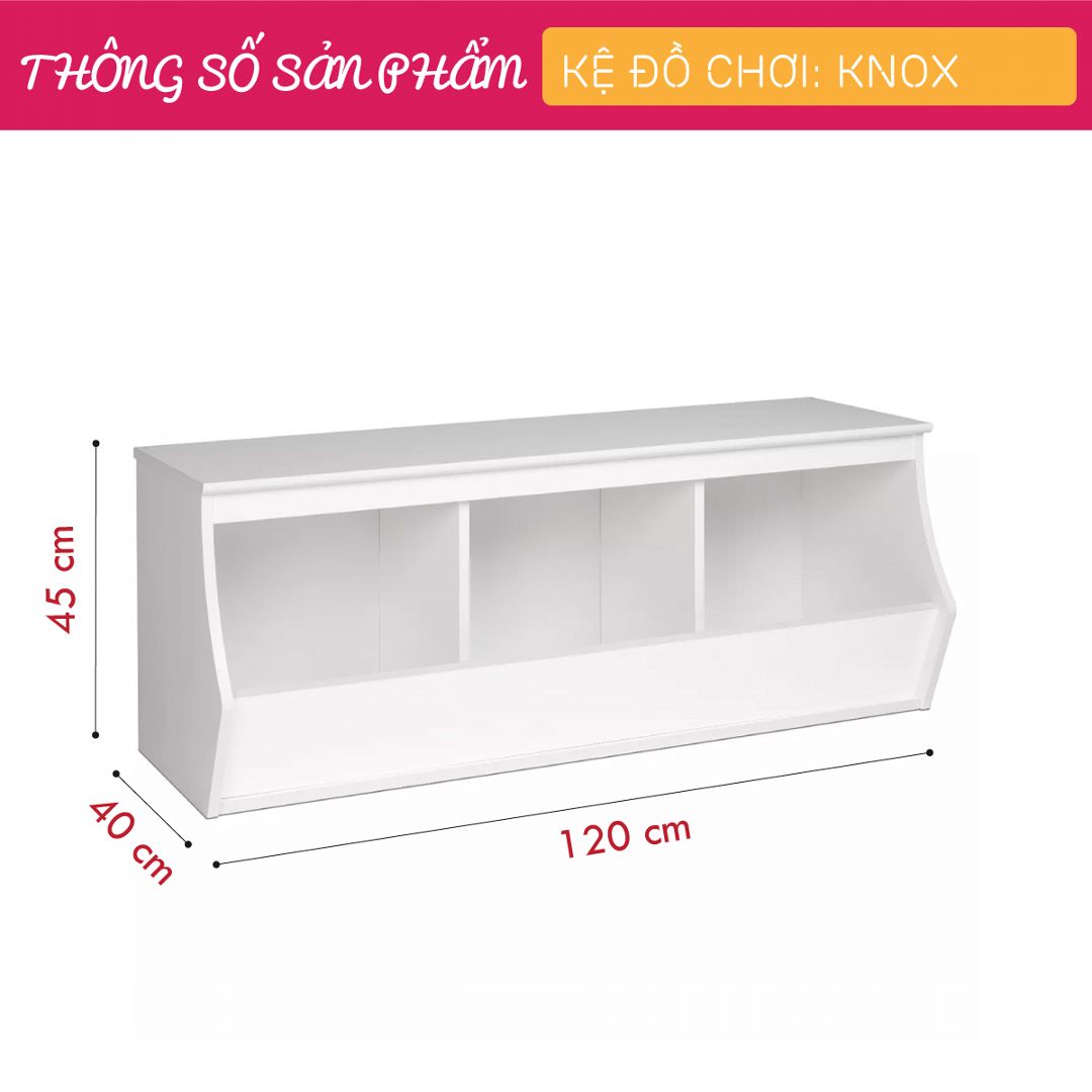 Kệ để đồ chơi cho bé SMLIFE Knox | Gỗ MDF dày 17mm chống ẩm | D120xR40xC45cm