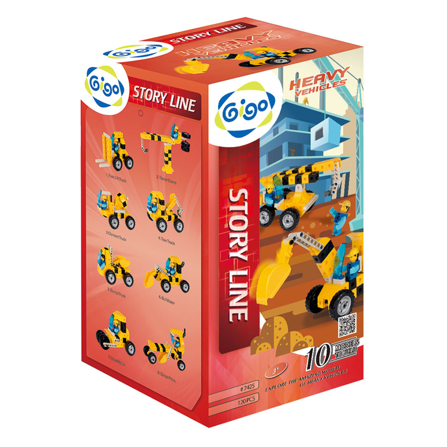 Đồ Chơi Lắp Ráp Gigo Toys – Mô Hình Bé Tập Làm Xây Dựng Heavy Vehicles 7425 (120 Mảnh Ghép)