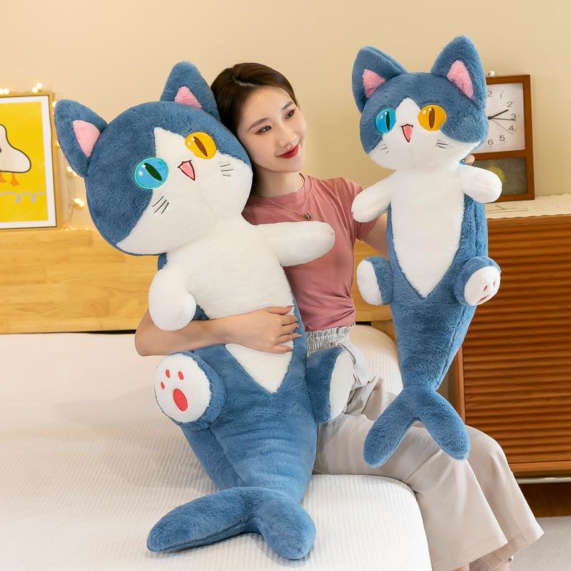 Gấu bông Mèo Cá Mạp đáng yêu, Mèo Bông tam thể mắt hai màu cute, vải lông siêu mịn