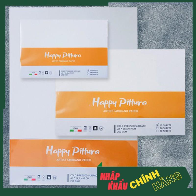 Giấy vẽ HAPPY PITTURA 250gsm - Tệp 10 tờ / giấy vẽ màu nước, vẽ chì, Vẽ marker