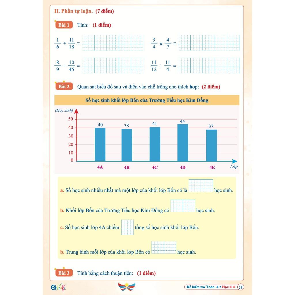 Sách Đề Kiểm Tra Toán Lớp 4 - Học Kì 2 - Cánh Diều (1 cuốn) - Bản Quyền