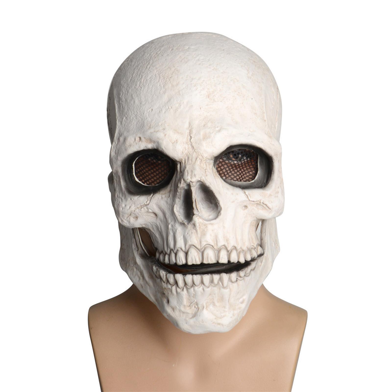 Head full face realistic masquerade horror White