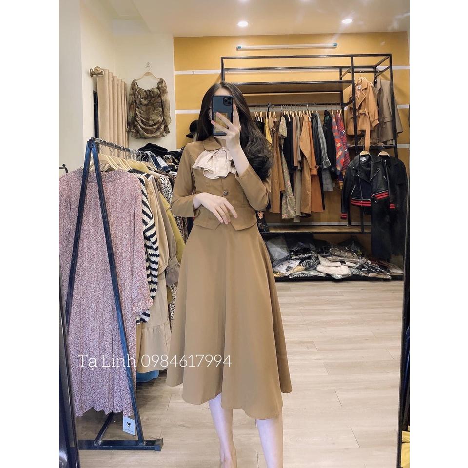 AO VEST PHỐI NƠ TRẮNG 2 MÀU