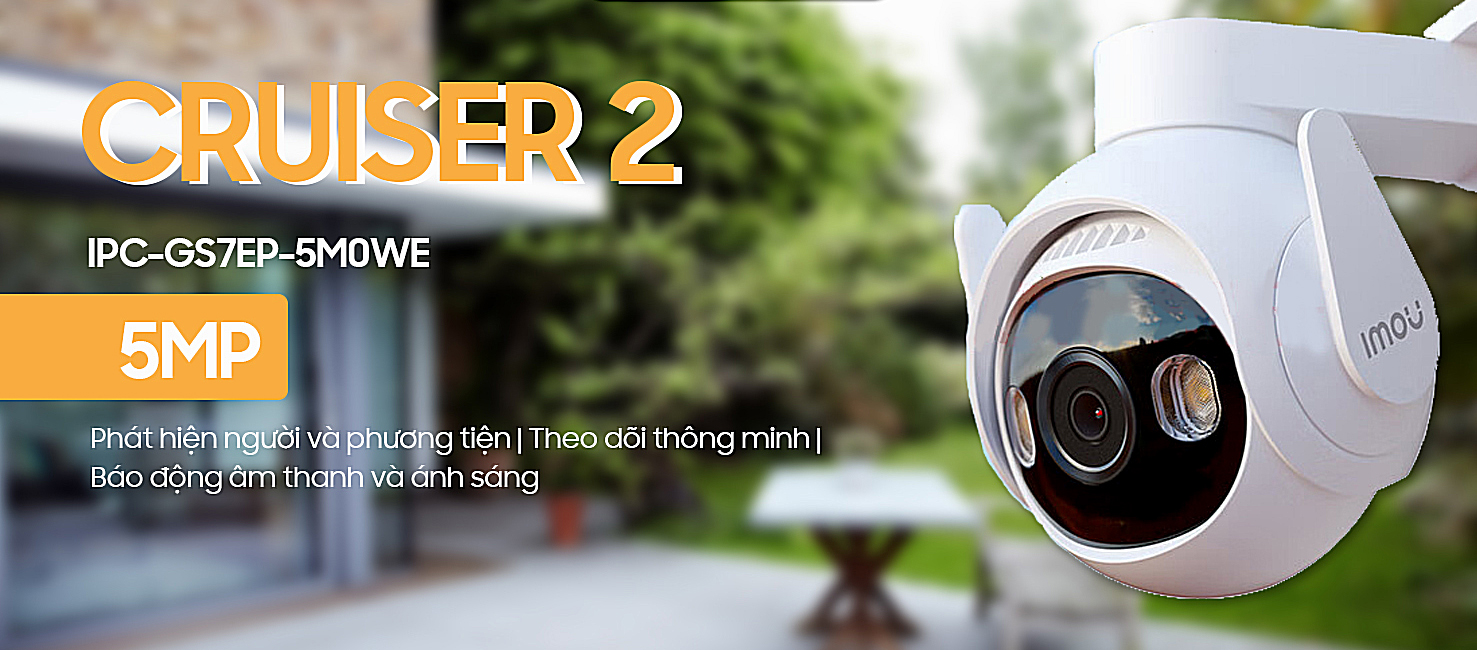 Camera WiFi Imou GS7EP 5.0MP Cruiser 2 độ phân giải 3K Ngoài trời chống nước IP66 - Hàng chính hãng DSS phân phối
